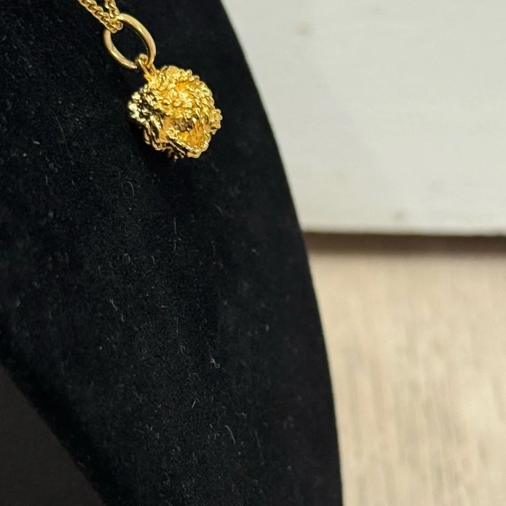 CHANEL Vintage Gold Metal Chain Necklace Roped Ball Drop Pendant Necklace Signed